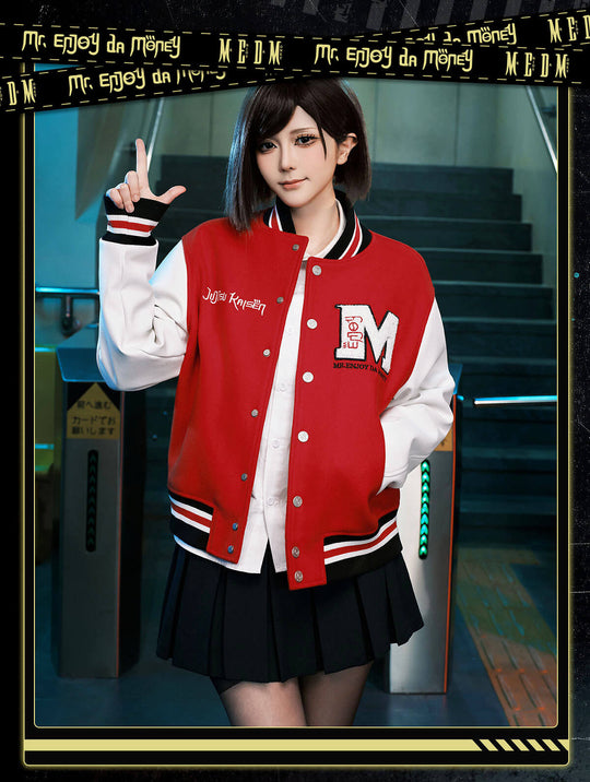 MEDM × Jujutsu Kaisen Character Patch Varsity Jacket | Face 3 Face