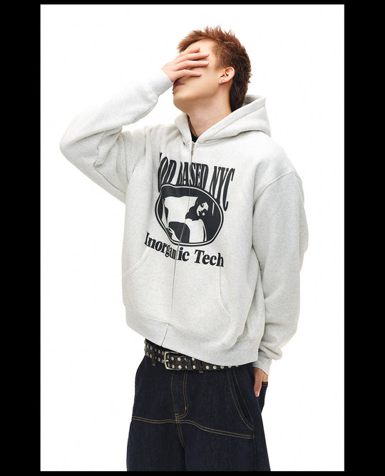 NOVACAM Vintage Print Zip Up Hoodie | Face 3 Face