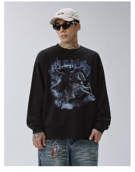 F2CE Washed Dark Print Long Sleeve Tee | Face 3 Face