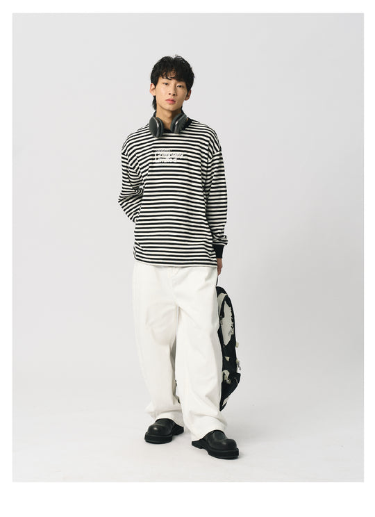 S45 Striped Embroidery Long-Sleeve Tee | Face 3 Face