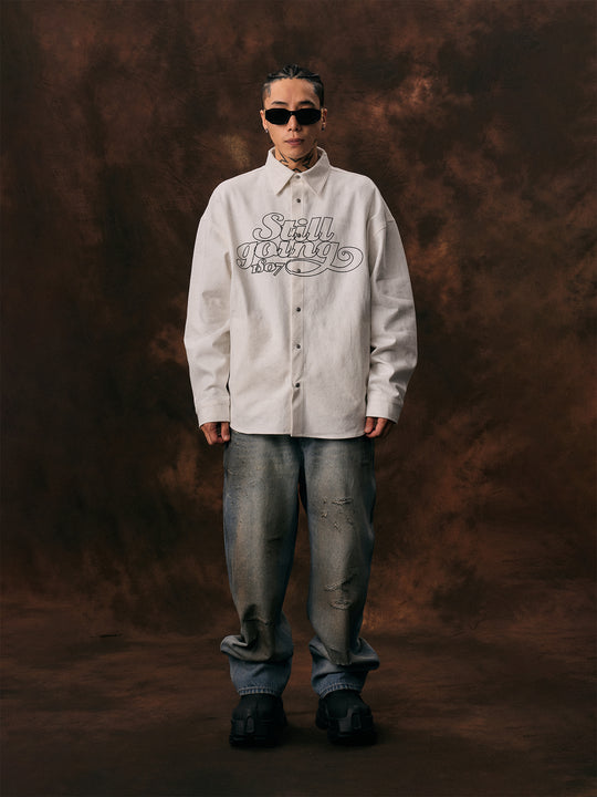 1807 STILL GOING Printed Twill Shirt Jacket | Face 3 Face