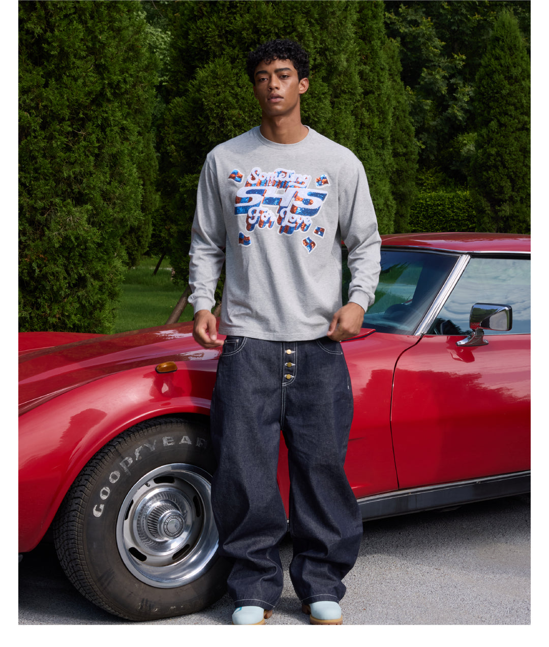 S45 3D Sequined Letter Logo Long Sleeve Tee | Face 3 Face