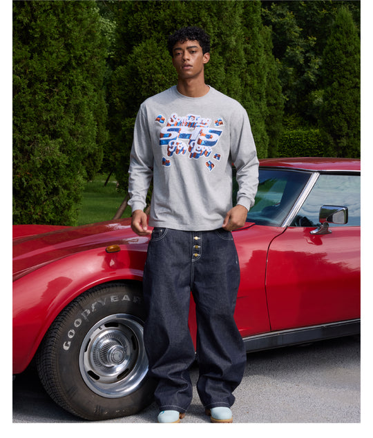 S45 3D Sequined Letter Logo Long Sleeve Tee | Face 3 Face