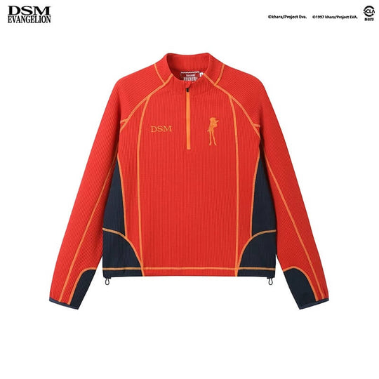 DSM x EVA Contrast Stitch Half Zip Waffle Long Sleeve Tee | Face 3 Face
