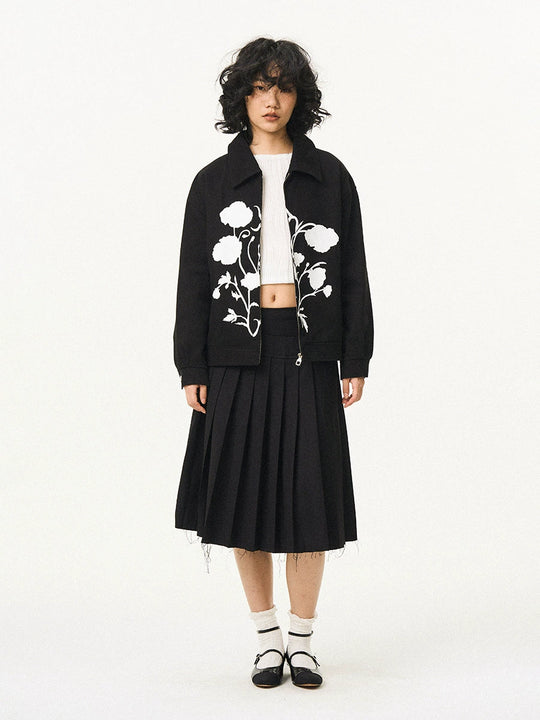 EMPTY REFERENCE Silk Print White Floral Swing Jacket | Face 3 Face