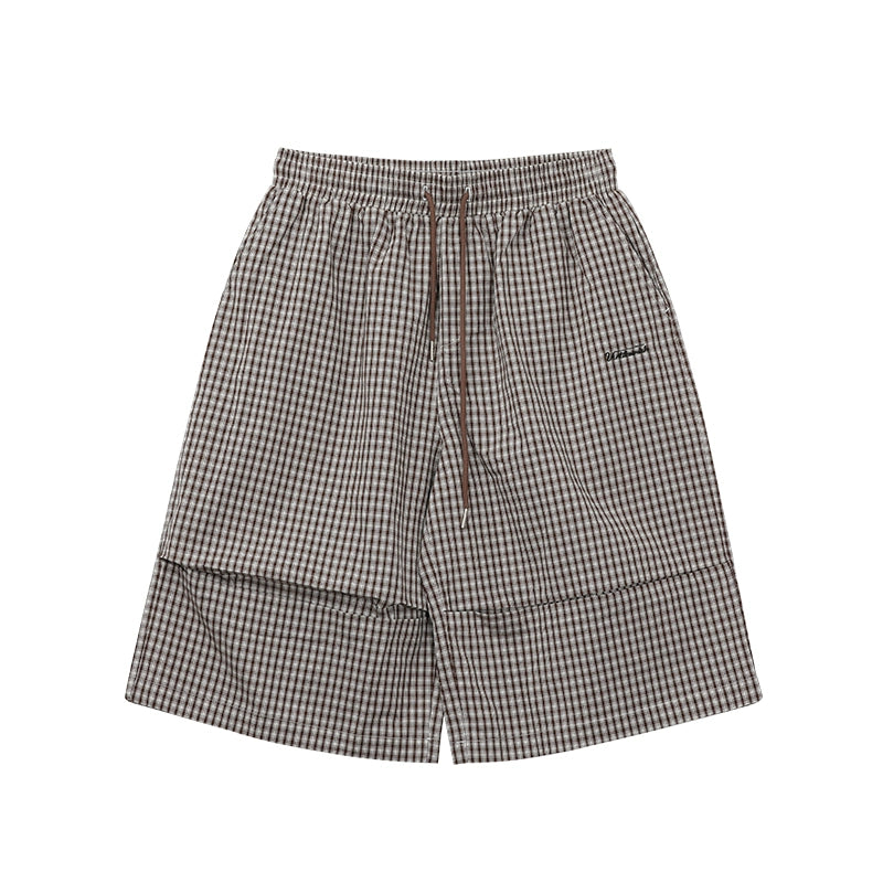 UNTILWERICH Plaid Pleated Knee Baggy Shorts | Face 3 Face