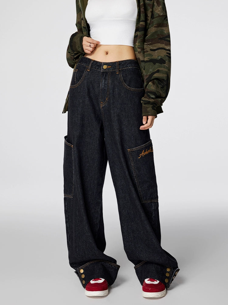 Achock Large Pockets Baggy Jeans | Face 3 Face