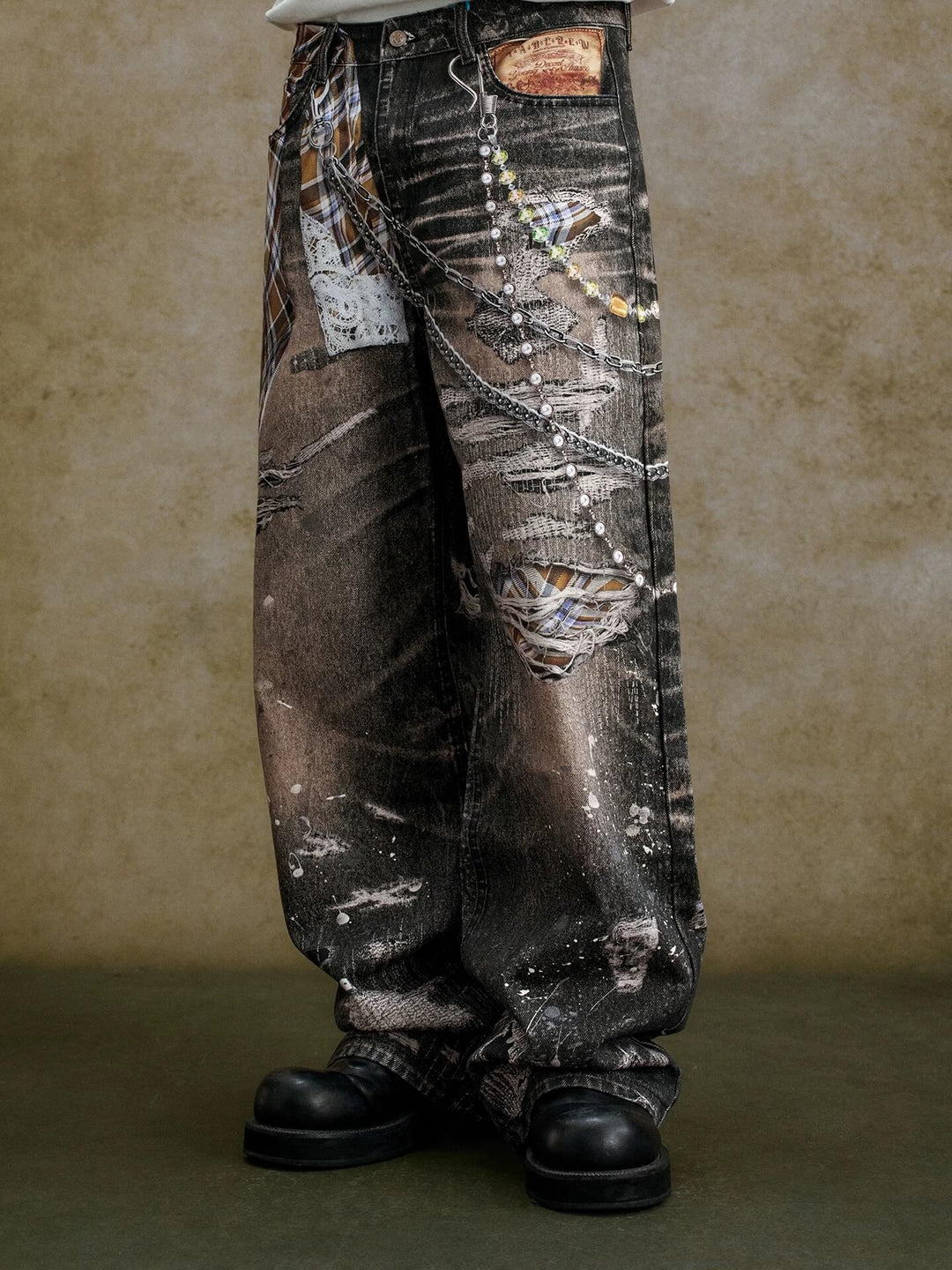 YADcrew Twisted Check Shirt 3D Digital Print Jeans | Face 3 Face