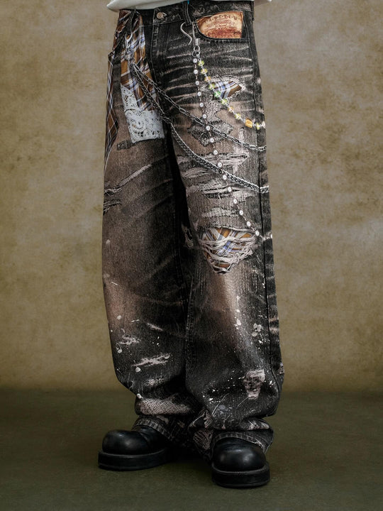 YADcrew Twisted Check Shirt 3D Digital Print Jeans | Face 3 Face