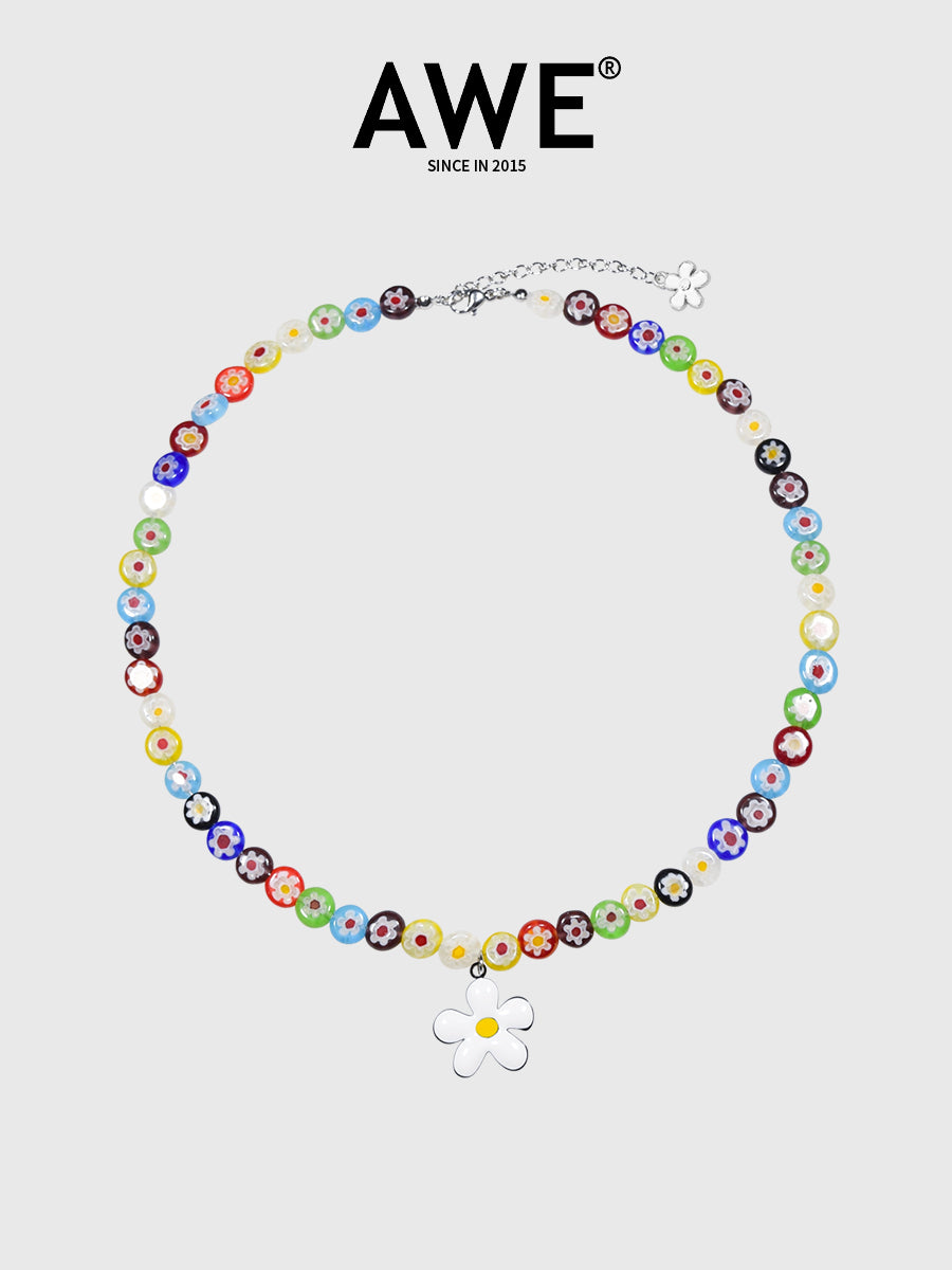 AWE Sunflower Daisy Large Beaded Necklace | Face 3 Face