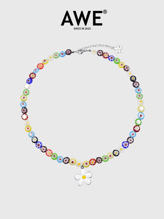 AWE Sunflower Daisy Large Beaded Necklace | Face 3 Face