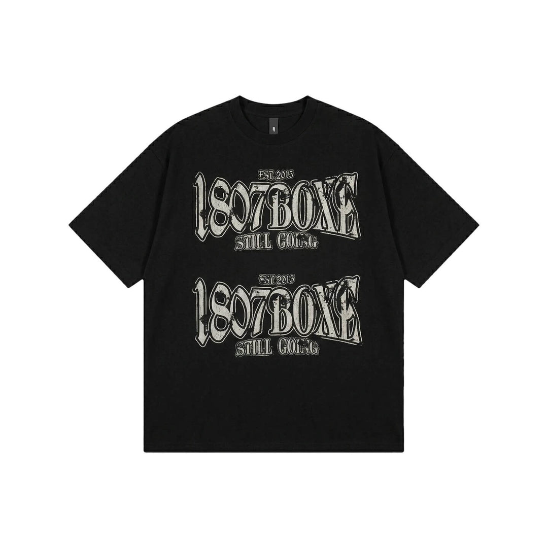 1807 BOXE Vintage Print Distressed Short Sleeve Tee | Face 3 Face