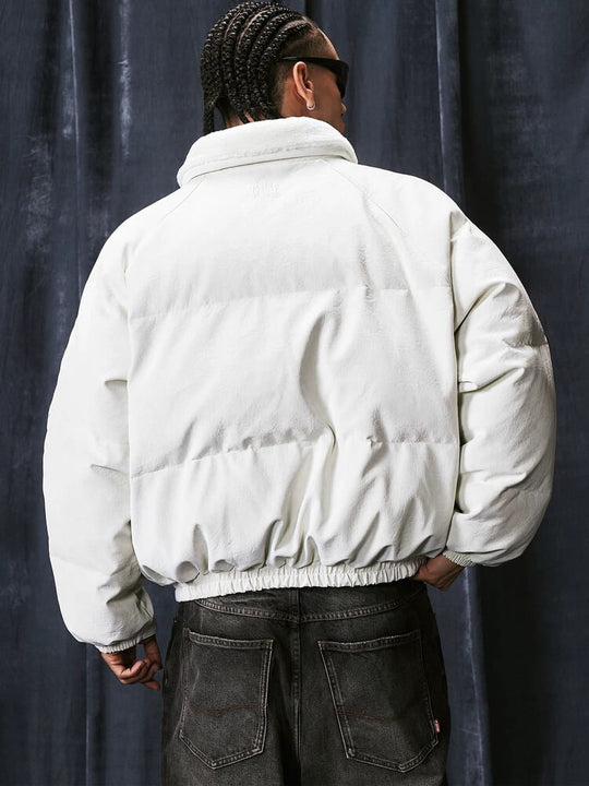 1807 Fur Collar PU Leather Down Jacket | Face 3 Face