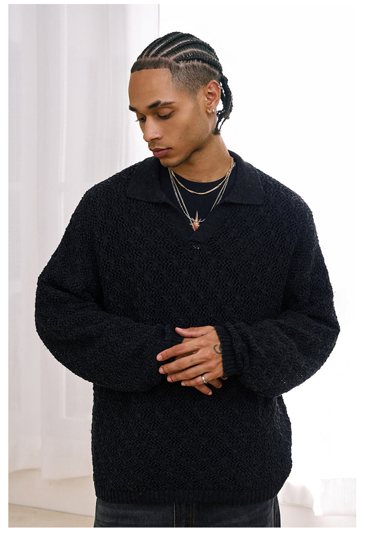 Remedy Mesh Polo Knit Sweater | Face 3 Face