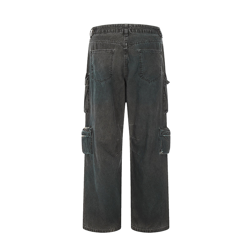 F3F Select Washed Multi Pocket Work Denim Cargo Pants