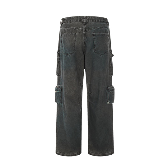 F3F Select Washed Multi Pocket Work Denim Cargo Pants