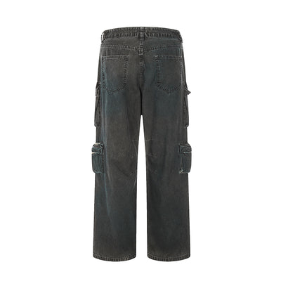 F3F Select Washed Multi Pocket Work Denim Cargo Pants
