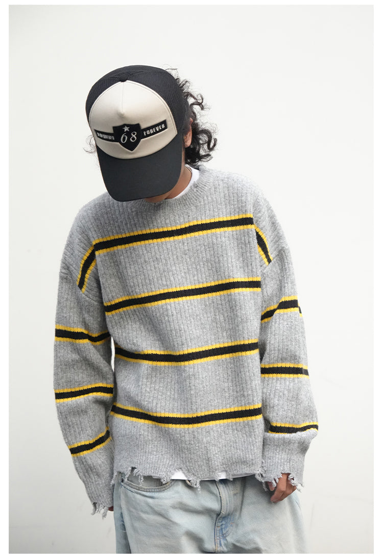 Remedy Striped Distressed Knit Sweater | Face 3 Face
