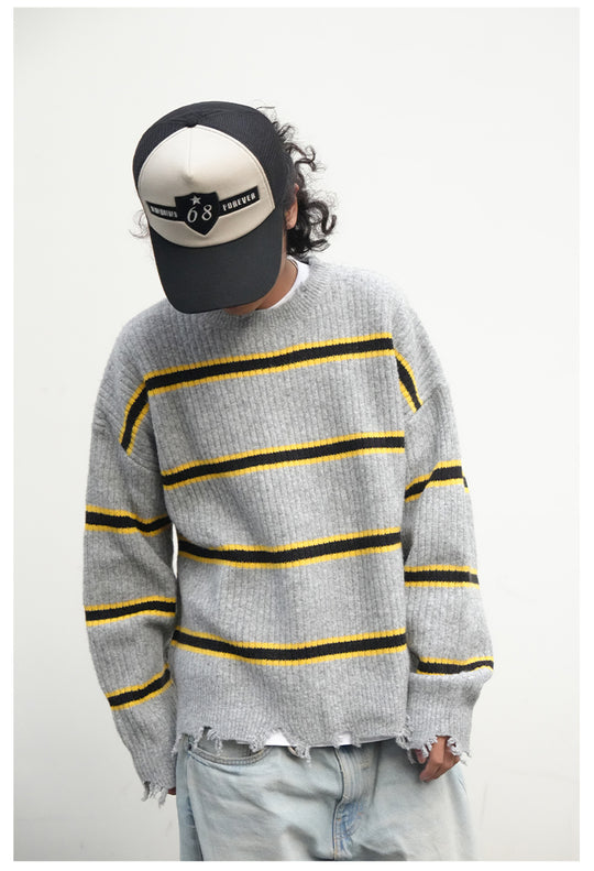 Remedy Striped Distressed Knit Sweater | Face 3 Face