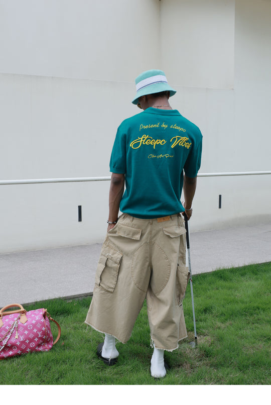 STEEPC Embroidered Boxy Knit Polo | Face 3 Face