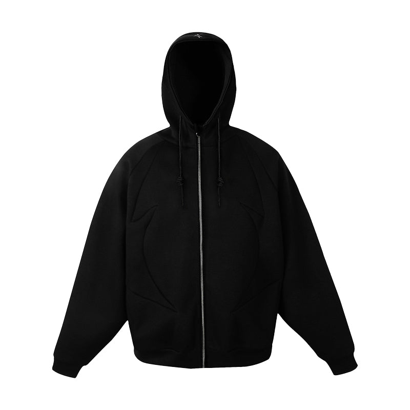 1807 Four Pointed Star Layered Zip Up Hoodie Jacket  | Face 3 Face