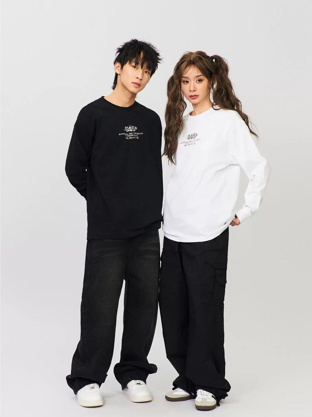 S45 Silver Curved 3D Logo Long Sleeve Tee | Face 3 Face