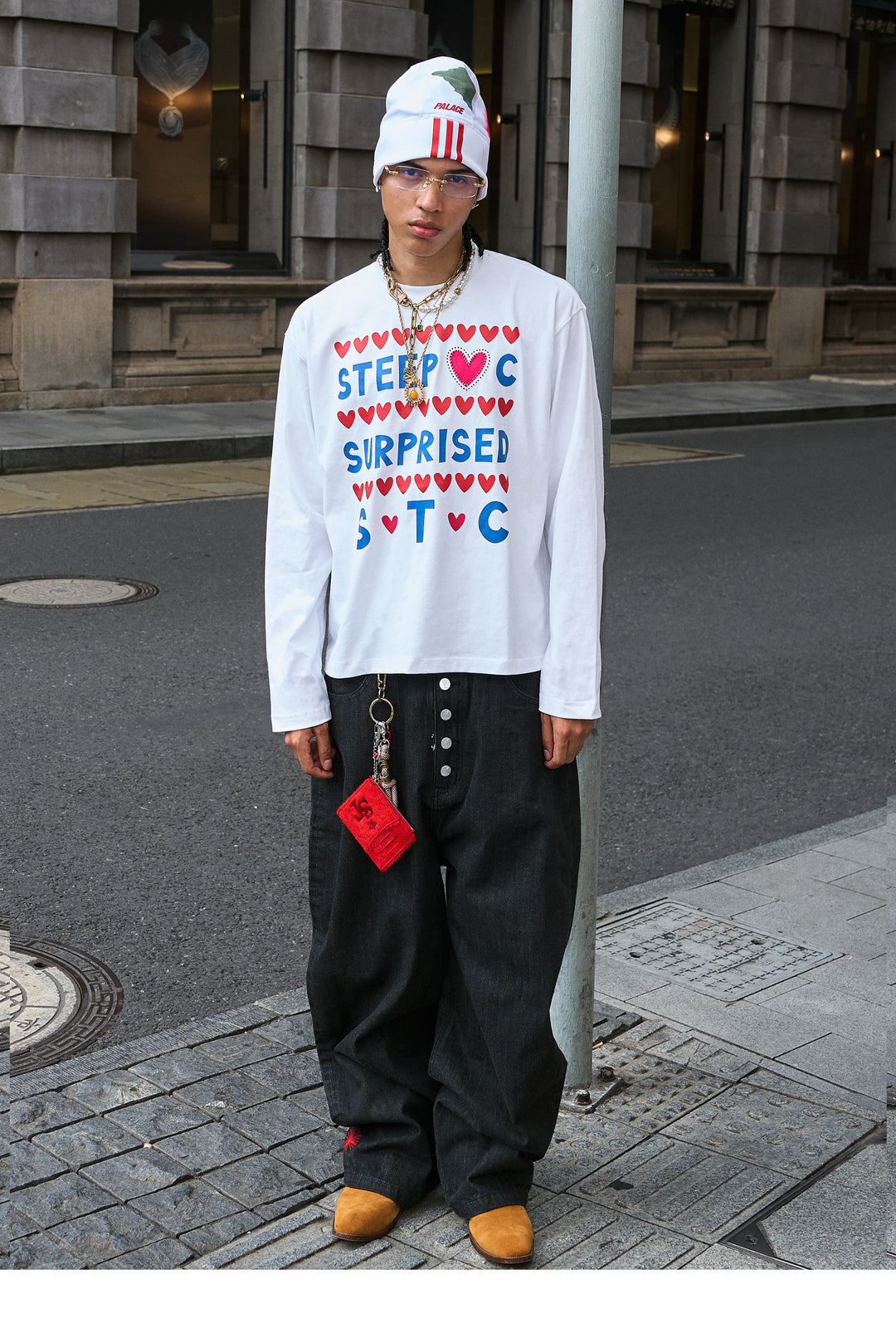 STEEPC Hand Stitched Heart Print Long Sleeve Tee | Face 3 Face