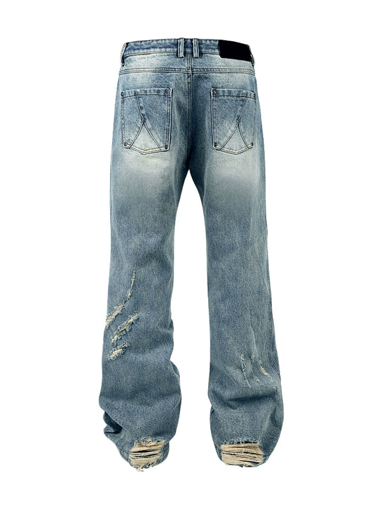 ANTIDOTE Destruction Scratches Washed Ice Blue Jeans | Face 3 Face