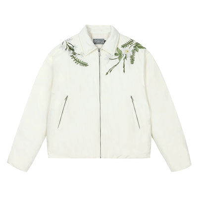 Harsh and Cruel Floral Embroidery Lapel Collar Down Jacket | Face 3 Face