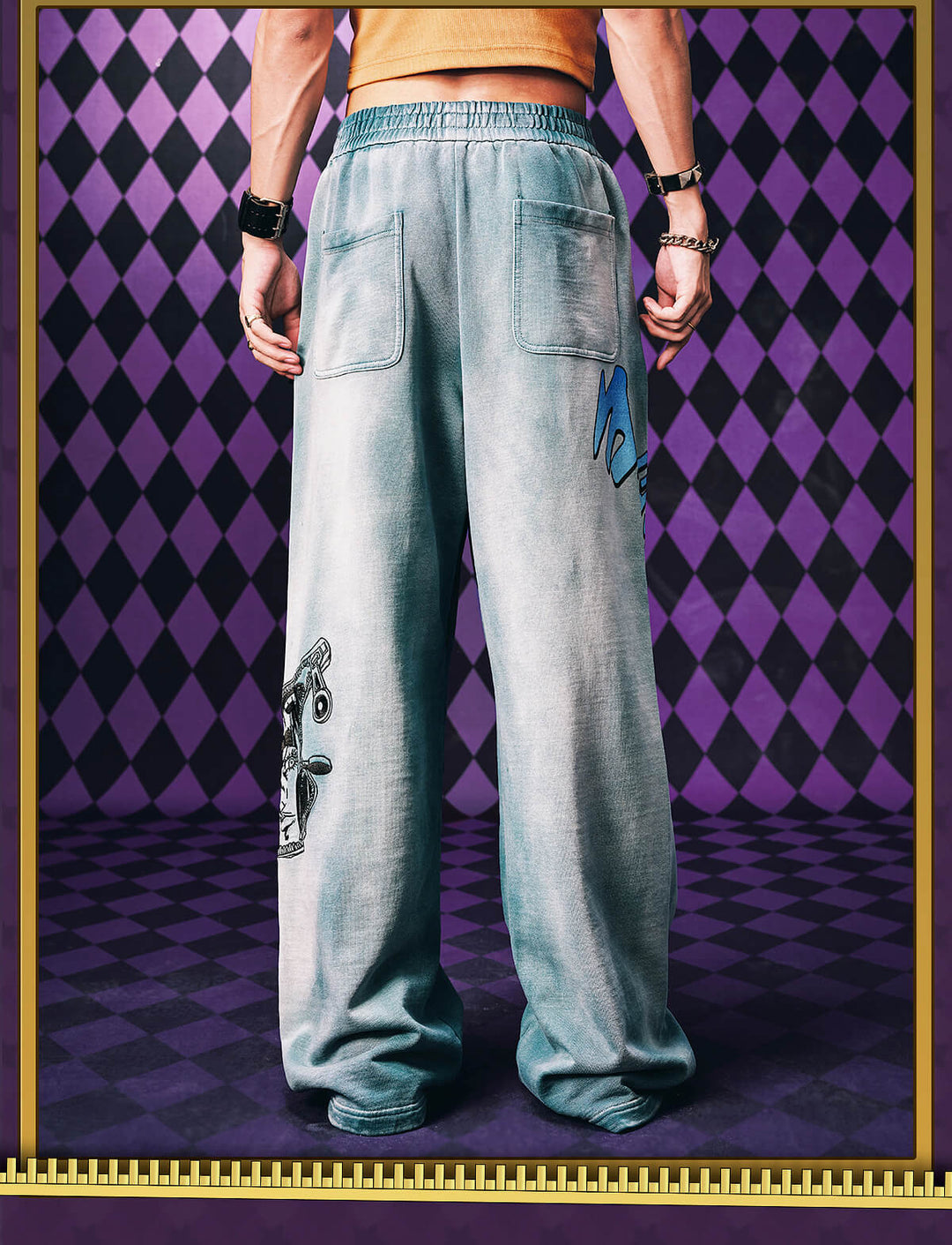 MEDM × JOJO Embroidered Print Washed Sweatpants | Face 3 Face