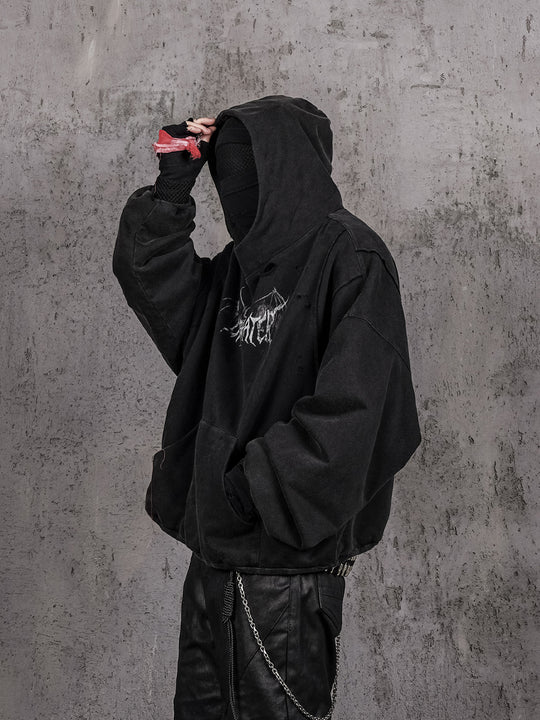 UNDERWATER Dust Black Deconstructed Destruction Hoodie | Face 3 Face