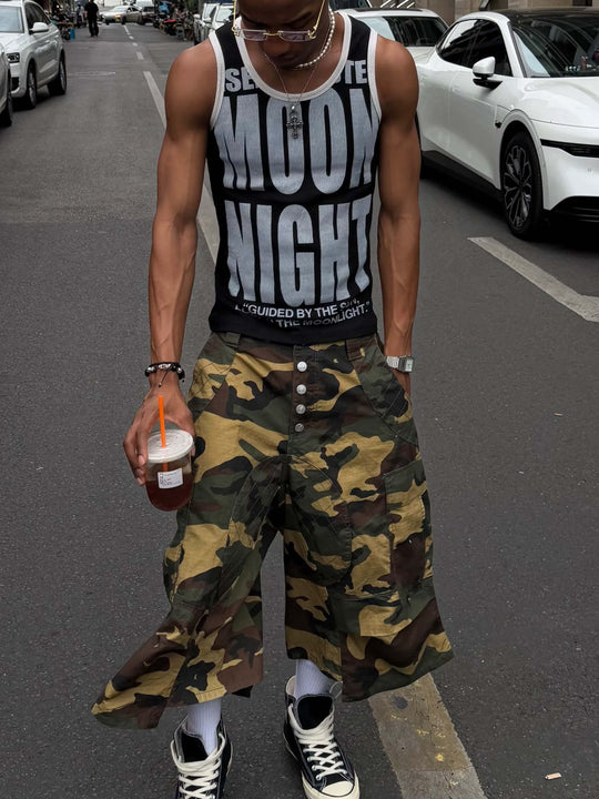 STEEPC Button Fly Camo Baggy Cargo Shorts | Face 3 Face
