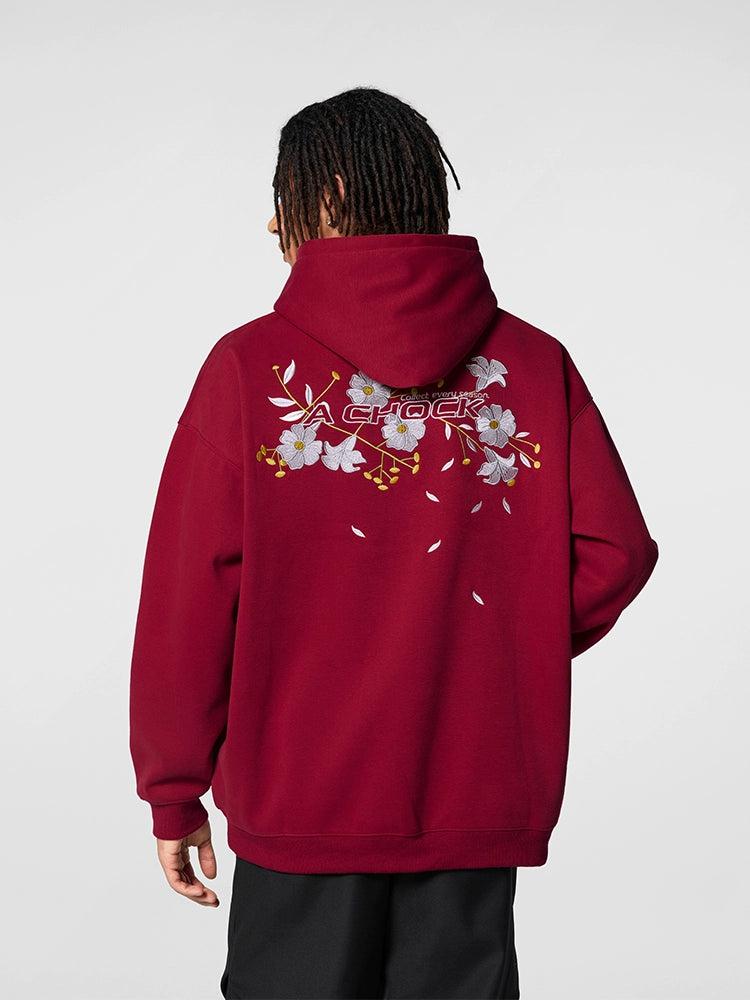 Men's puff print hoodie | Achock Flower Logo Embroidered Hoodie | Face 3 Face