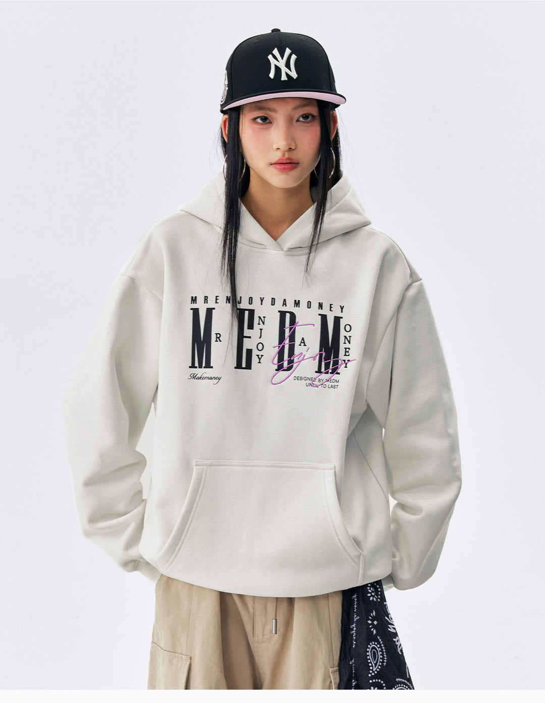MEDM Logo Print and Embroidered Lettering Hoodie | Face 3 Face