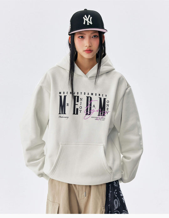 MEDM Logo Print and Embroidered Lettering Hoodie | Face 3 Face
