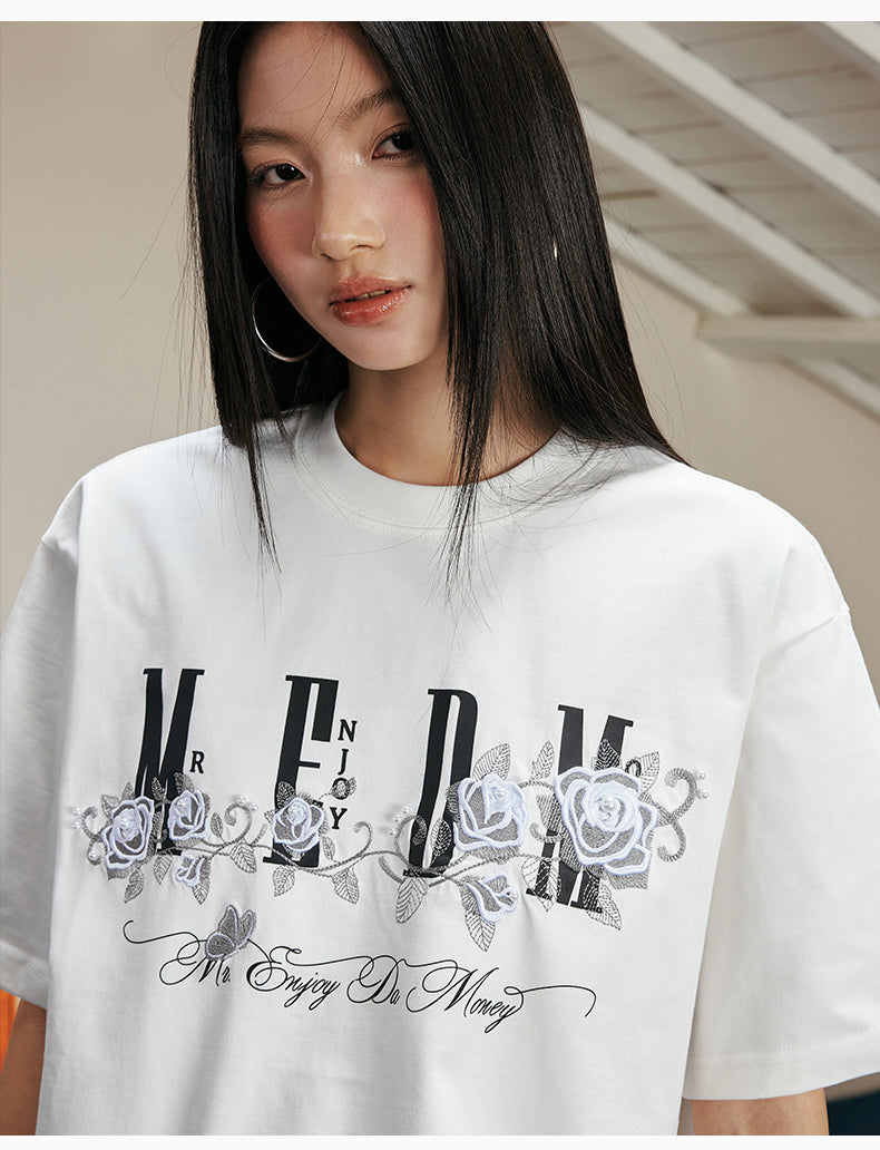 MEDM Beaded Rose Embroidery Logo Tee | Face 3 Face