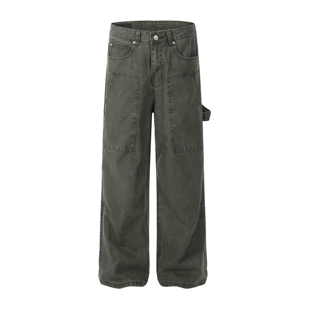 F3F Select Washed Army Green Double Knee Work Pants | Face 3 Face