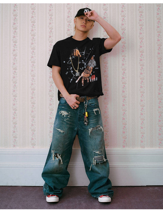 MEDM Jewelry Graphic Print Short Sleeve Tee | Face 3 Face