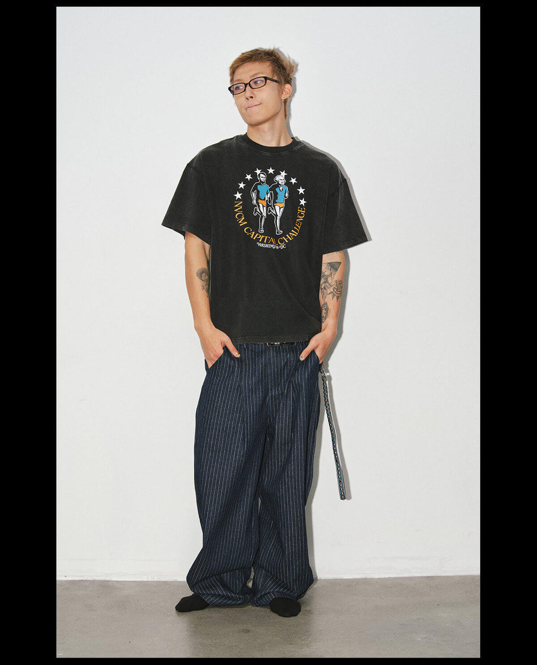 NOVACAM Running Graphic Print Washed Short Sleeve Tee | Face 3 Face