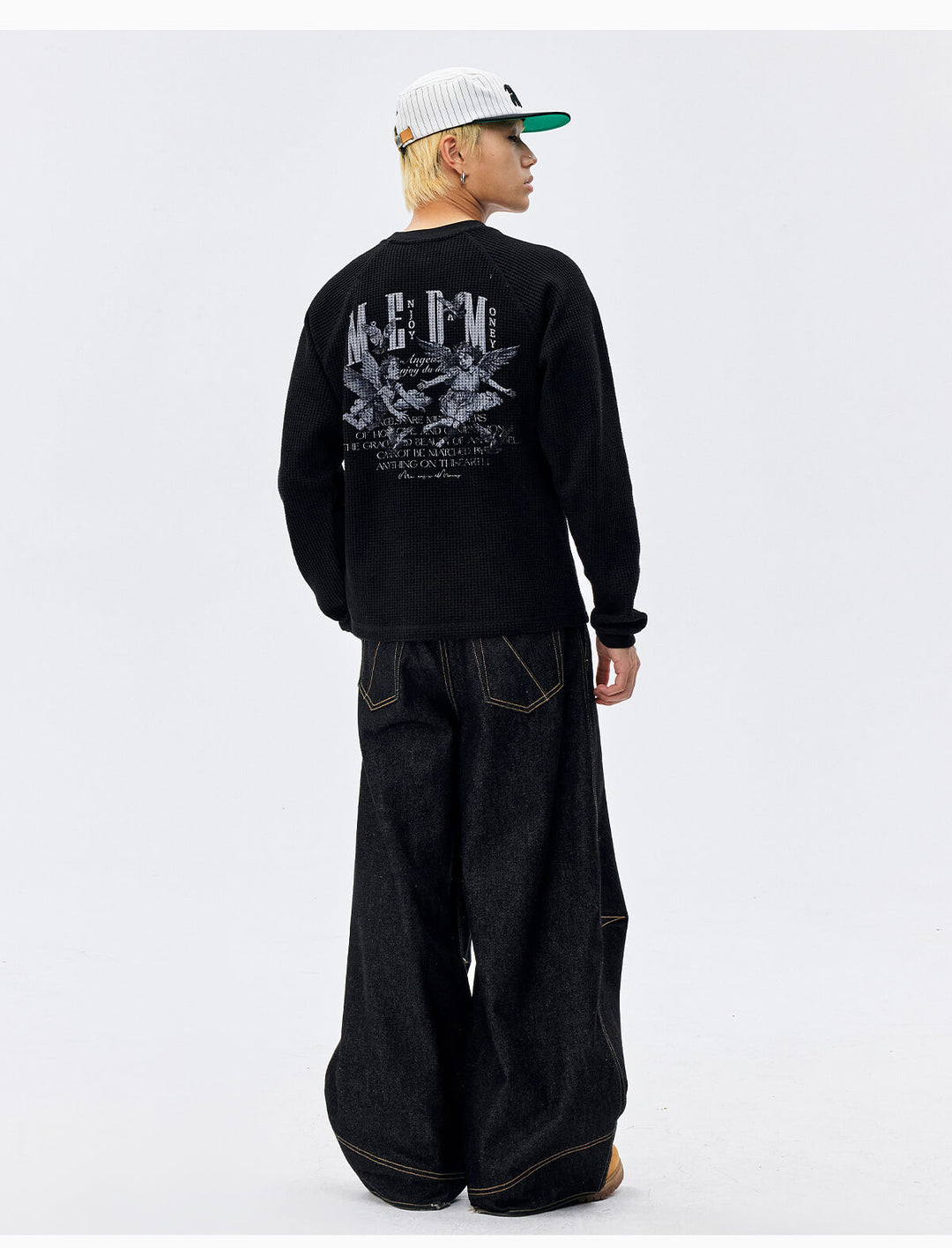 MEDM Angel Print Waffle Long Sleeve Tee | Face 3 Face