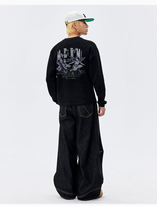 MEDM Angel Print Waffle Long Sleeve Tee | Face 3 Face