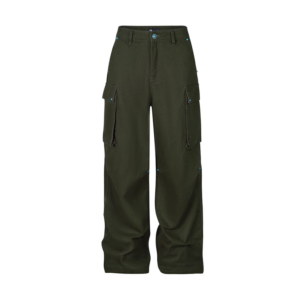 S45 Turquoise Studded Multi Pocket Work Pants | Face 3 Face