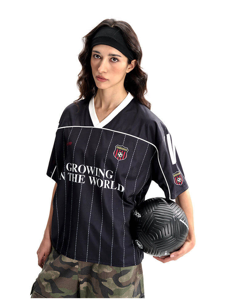 F3F Select Stitch Stripe Mesh V Neck Short Sleeve Soccer Jersey | Face 3 Face