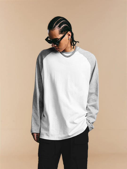 1807 Flocked Print Raglan Long Sleeve Tee | Face 3 Face