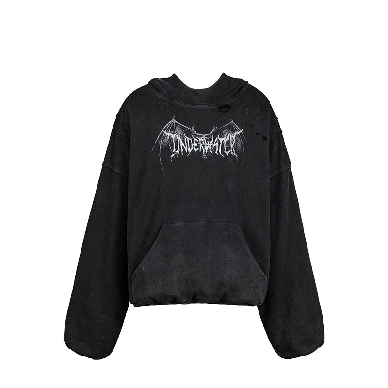 UNDERWATER Dust Black Deconstructed Destruction Hoodie | Face 3 Face
