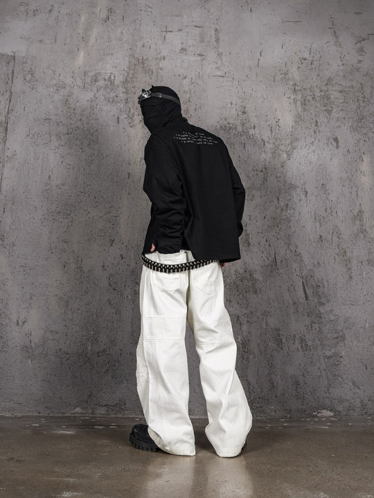 UNDERWATER Black Aged Wash Destroyed Portrait Print Long Sleeve Tee | Face 3 Face