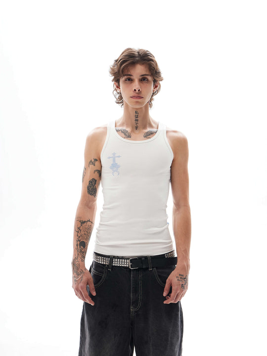 KARMANISTIC Cross Letter Print Tank Top | Face 3 Face