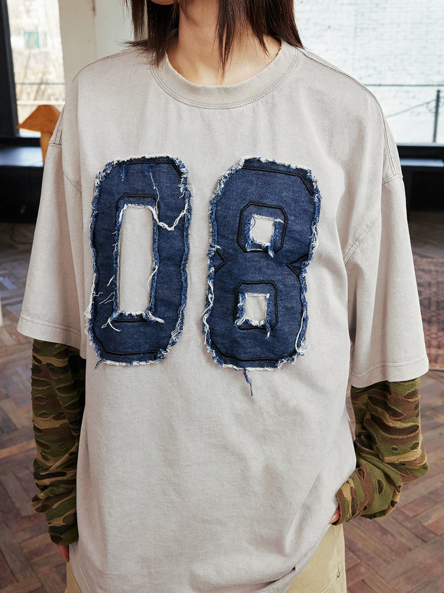 Harsh and Cruel Camouflage Number Destruction Layered Long Sleeve Tee | Face 3 Face