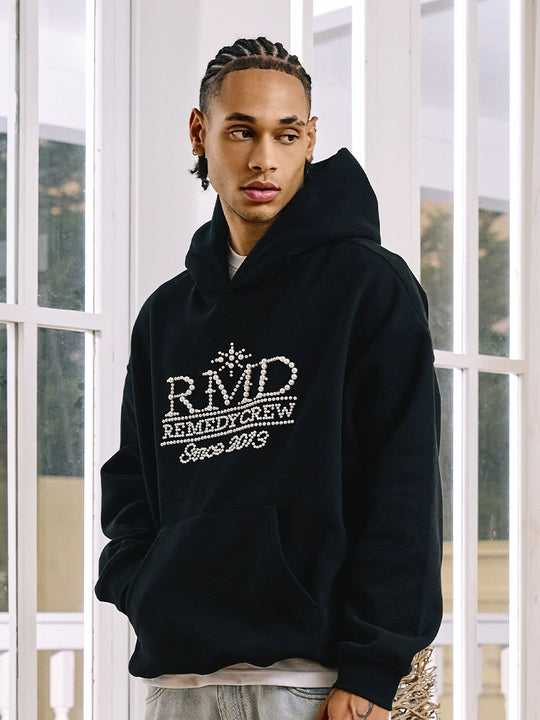Remedy RMD Pearl Letter Embroidered Hoodie | Face 3 Face