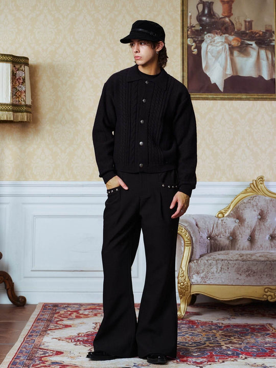 YADcrew Studded Pleated Flared Pants | Face 3 Face